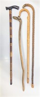 Lot Of 4 Wooden Canes