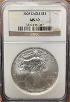 2008 American Silver Eagle (MS69 NGC)