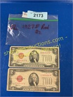 2-1928 D red $2 bills