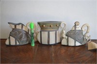 (3 PCS) RAKU VESSELS CERAMIC LANA PITCHER & 2