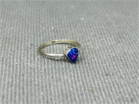 small Opal & sterling ring - size 6