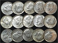 15 Kennedy 40% Silver Half Dollars