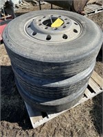 3-295/75R22.5 semi tires & alum rims