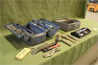 (1) Metal Toolbox (1) Metal Tacklebox Assorted Cra