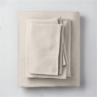Full 100 King  Washed Linen Solid Sheet Set