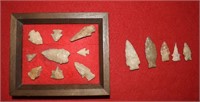 Framed Arrowheads Found in 1960's & Five Loose
