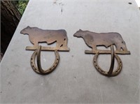 (2) Metal Bulls w/ Horseshoe Hangers