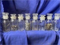 8 Glass Bottles w Stoppers and screws