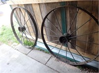 (2) Antique Steel Spoke Wheels - 42" / 44" Diam.