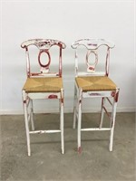 Beautiful Rustic Barstools Lot of 2 with Rush