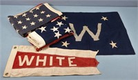 (4) Vintage Sewn Star American Flags