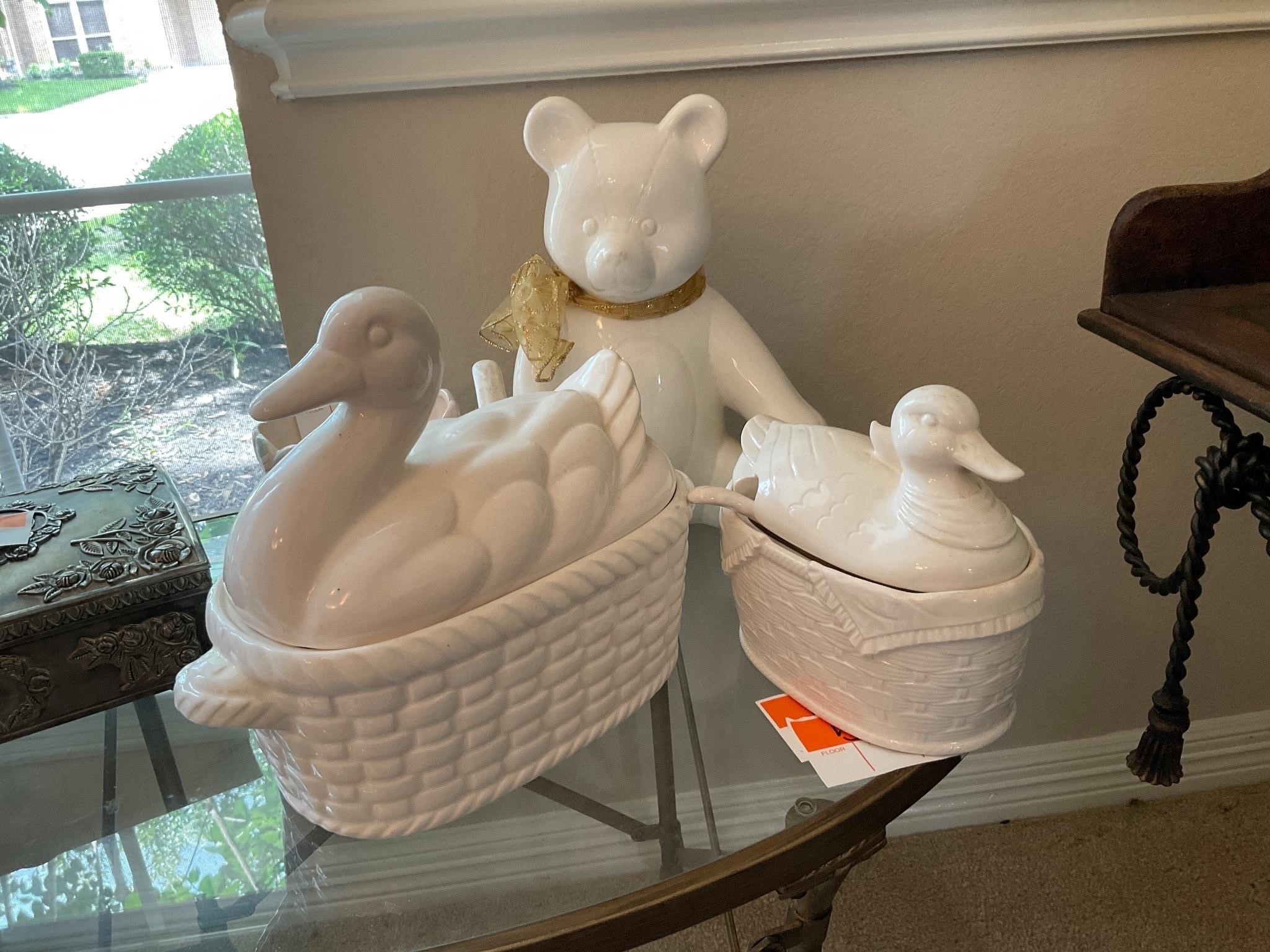 Blanc Duck Tureens & Bear