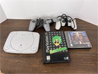 PS One Console 2 Controllers and Games