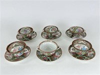 Rose Medallion - 6 Covered Soup Bowls & Plates