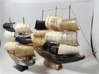 Sailing Ship Models Made from Horn (2x) lot