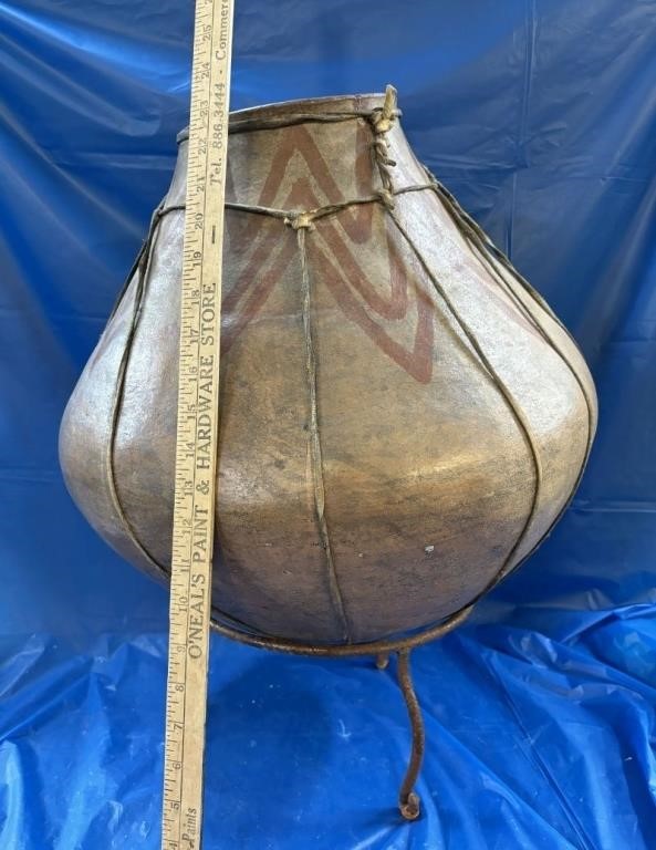 Large Native American Pottery with Stand