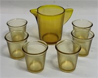 Akro Agate Amber Glass Child's Water Set
