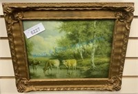 Antique cows in River print