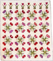 Tulip Bouquet, bed quilt, 100" x 88"