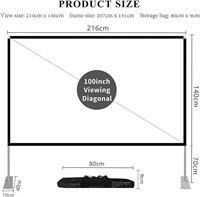 Projector Screen with Stand 100 inch 16:9 HD 4K O