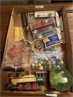Misc boxful/ marbles/ collectors spoons