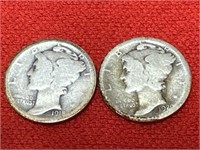 1918-D & 1920 Mercury Silver Dimes