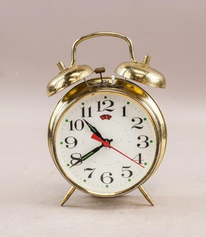 Vintage Brass Twin Bell  Alarm Clock