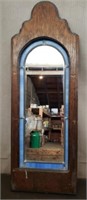 Leaded Glass Mirror in Vintage Wood Frame.