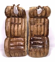 Ice Hockey goalie pads, Vintage, leather face,