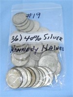 (36) 40% Silver Kennedy Halves