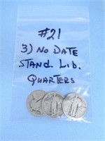 (3) No Date Standing Liberty Quarters