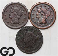 3-coin Lot Copper Large Cents