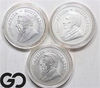 3-coin Lot, 1oz Silver Krugerrands