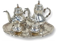 (5pc) Handarbeit .835 Silver German Tea Set