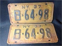 1937 NY License Plate Set