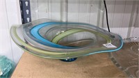 Art glass aqua swirl bowl 18’’ diam