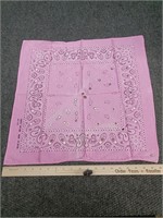 Vintage cotton bandana with rhinestones, 19" x 20"