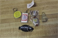 LOT OF UNIQUE KEY CHAINS (BEER) AND OTHER