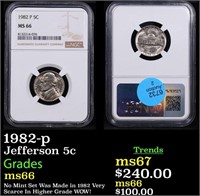 NGC 1982-p Jefferson Nickel 5c Graded ms66 By NGC