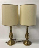 Pair of Heavy Brass Stiffel Table Lamps