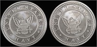 (2) 1 OZ .999 SILVER US NAVY ROUNDS