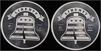 (2) 1 OZ .999 SILVER LIBERTY BELL ROUNDS