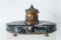Antique French Marble & bronze footed ink well