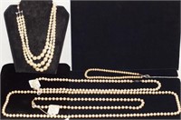 Assortment of faux pearl necklaces