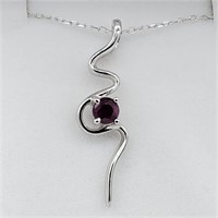 STERLING SILVER 0.32CTS RUBY PENDANT W/ CHAIN
