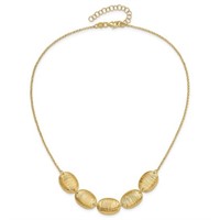 Silver- Modern Link Oval Gold Tone Necklace