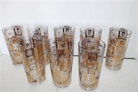 8 Glasses w/ Gold Trim