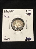 Barbados 1974 "10 Cents" Coin