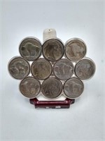 10 Buffalo nickels o Belt buckle 1930's