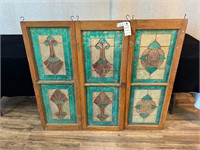 3pc Hanging Tissue Paper Colored Glass Panels